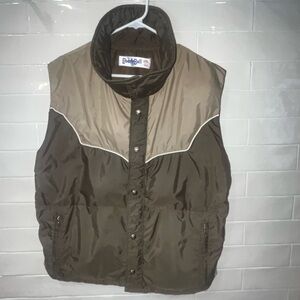 Vintage Liberty Bell Western Style Quilted Vest Tan Brown Colorblock Ski Wear